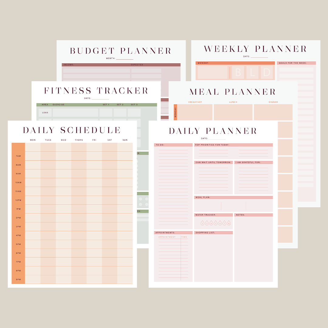 Set of Planners, Digital planner, Printable & Editable, daily planner, meal planning, fitness tracker, budget planner, time management, printable planners, editable planners, productivity planners, planner templates, daily planner, weekly planner, meal planner, fitness tracking, 